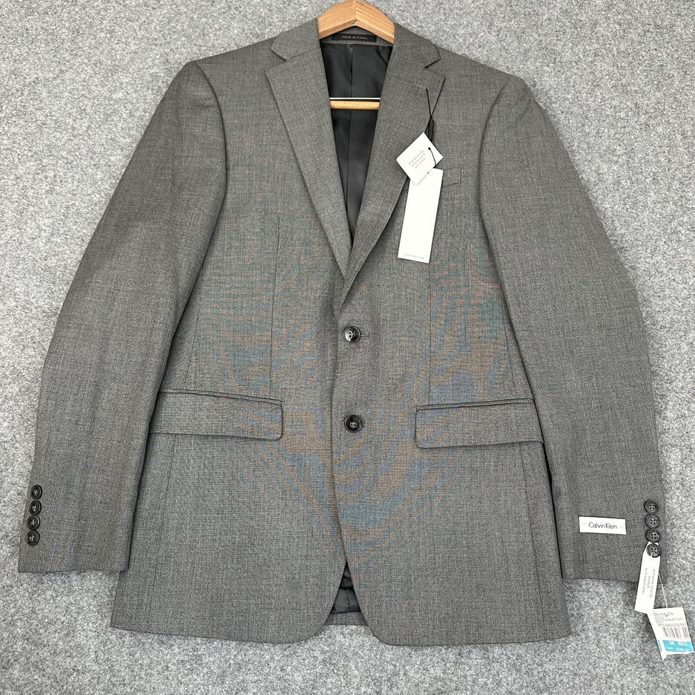$350 Calvin Klein Extreme Slim Fit Stretch Blazer Men 36R Shark Suit Jacket Gray - Picture 5 of 6